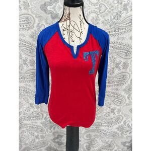 Texas Rangers PINK Baseball shirt size small Blingy